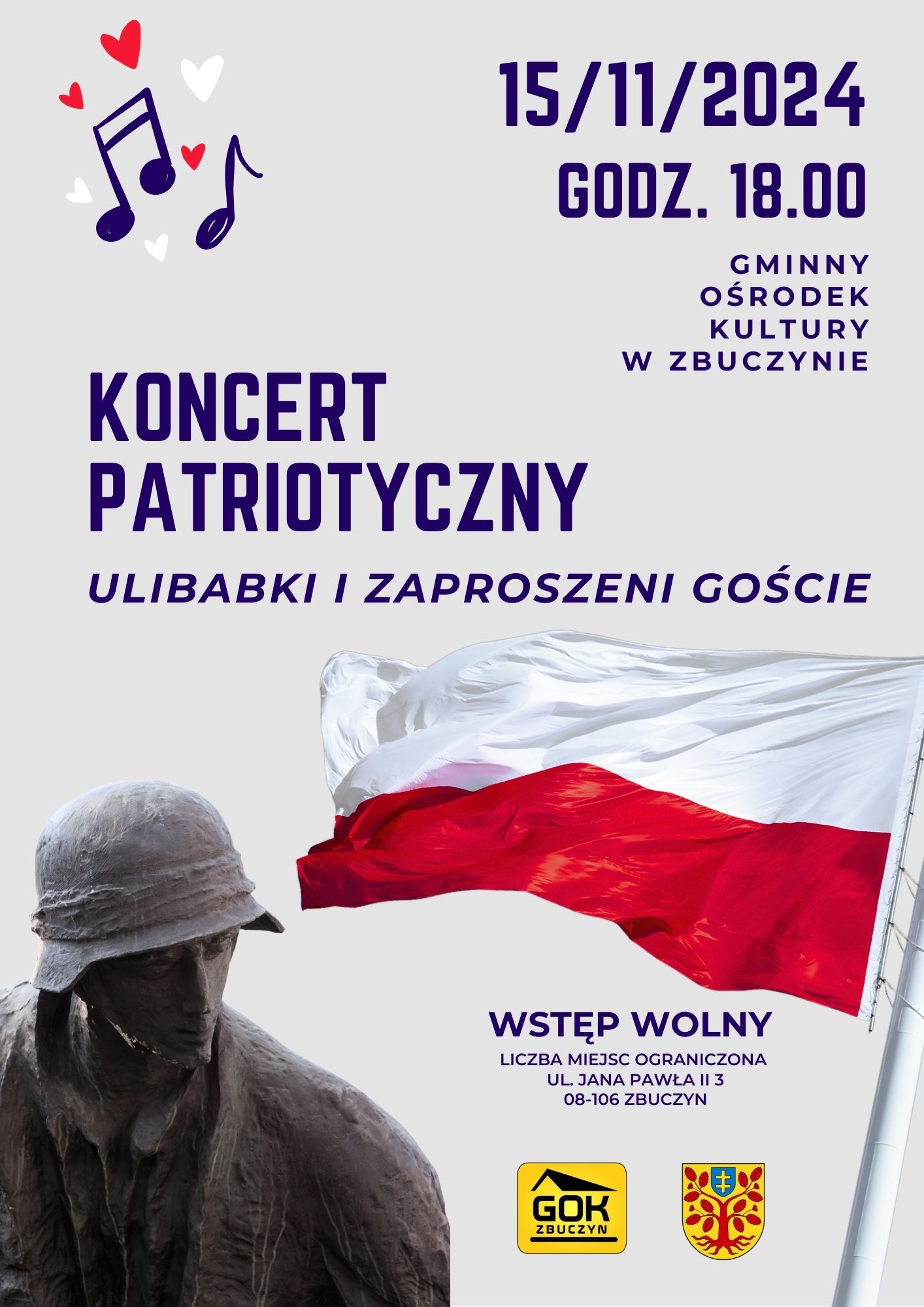 Szary i Czerwony Nowoczesny Koncert Patriotyczny Plakat